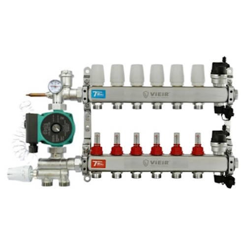 Коллектор для теплого пола на 6 контуров (полная комплектация)
