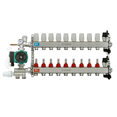 Коллектор для теплого пола на 9 контуров (полная комплектация)