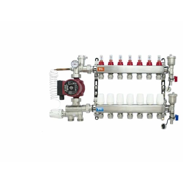 Комплект для водяного теплого пола 7 выходов с насосом