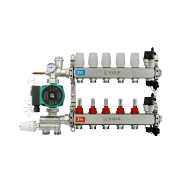 Коллектор для теплого пола 5 контуров (VR123-5) полный комплект