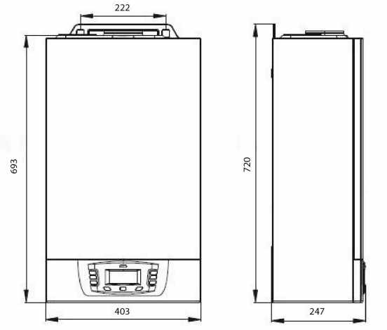 Размеры газового котла Termica GRATA 24F